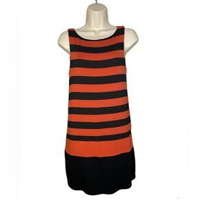 Bloomingdale’s Sleeveless Dress Women’s Size Medium Orange/Black NWT Retail $143